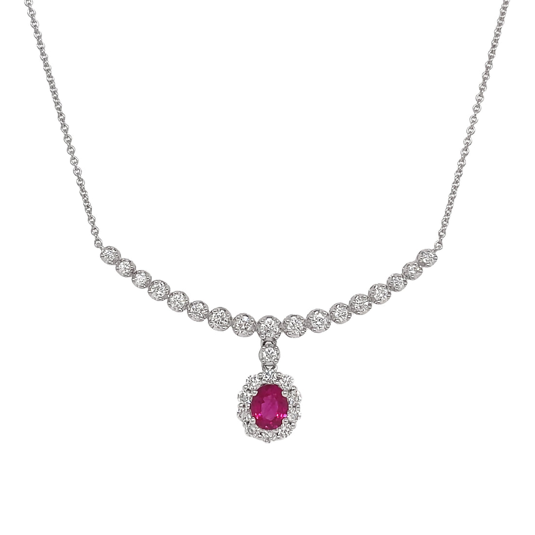 18kt White Gold Diamond And Ruby Pendant