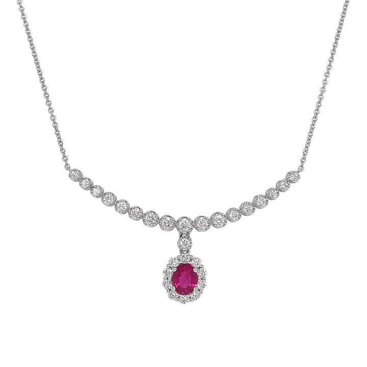 18kt White Gold Diamond And Ruby Pendant