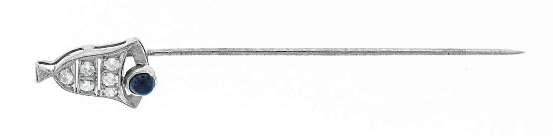 18kt White Gold Diamond And Sapphire Pin