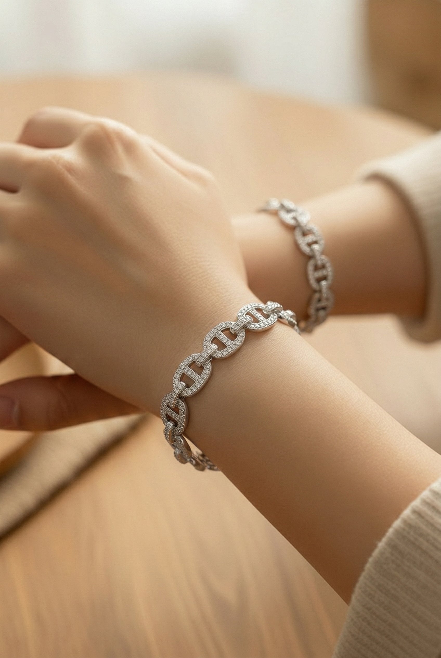 18kt White Gold Diamond Link Bracelet