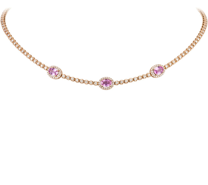 18kt Rose Gold Diamond And Sapphire Necklace