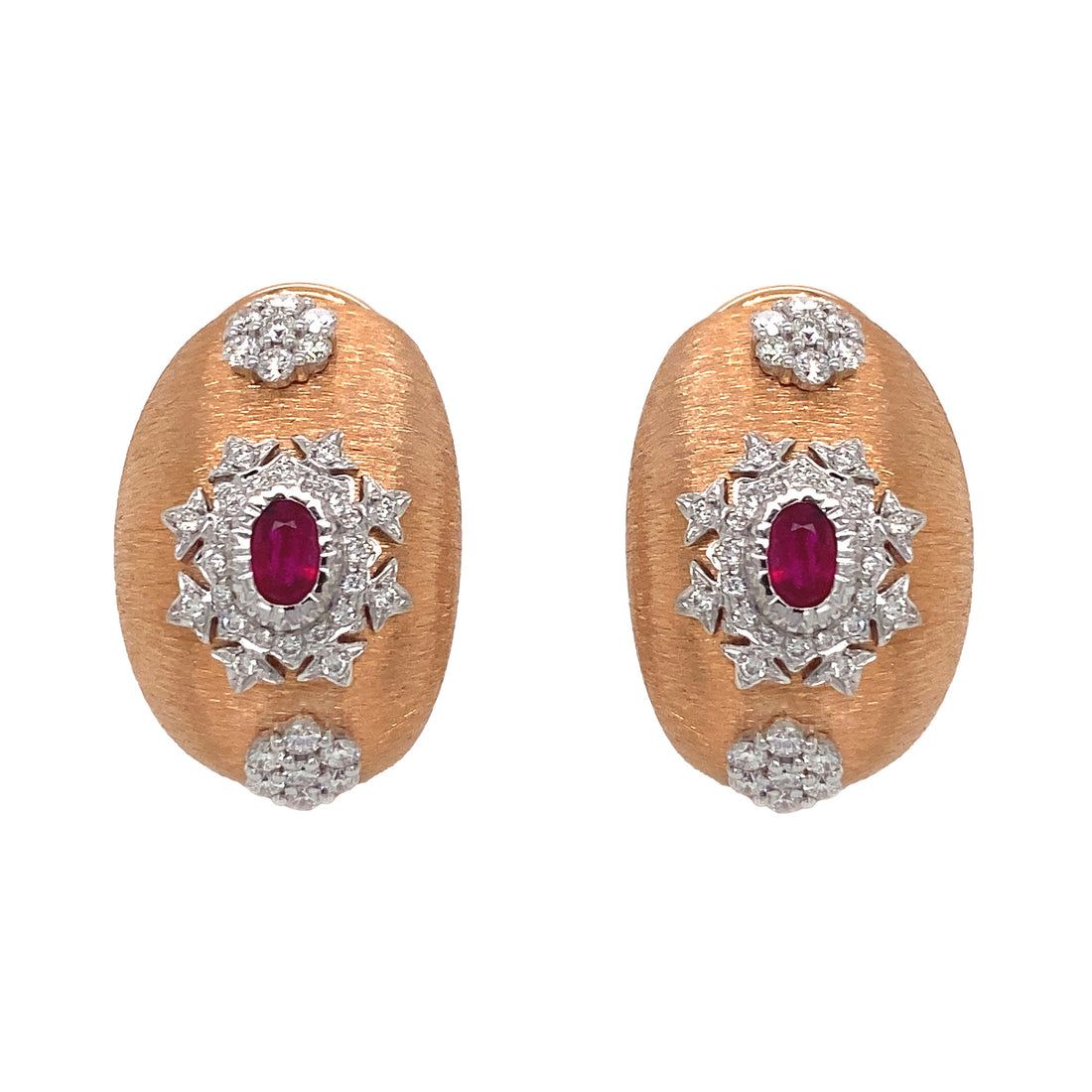 18kt Rose Gold Diamond And Ruby Earrings
