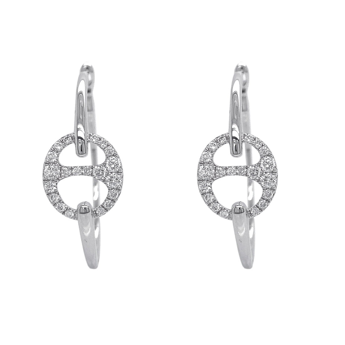 18kt White Gold Diamond Hoops