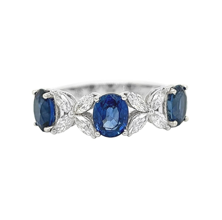 18kt White Gold Diamond and Sapphire Band