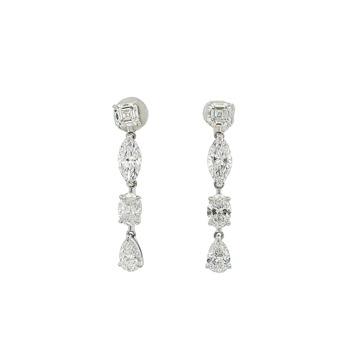 18kt White Gold Lab Diamond Dangling Earrings
