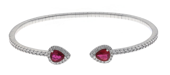 18kt White Gold Diamond and Ruby Bangle