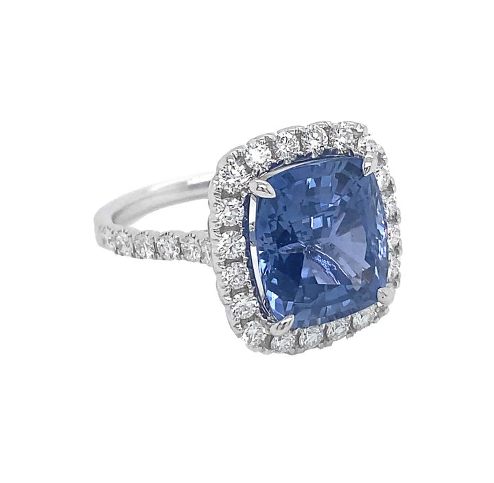 18kt White Gold Diamond and GIA Certified Sapphire Ring