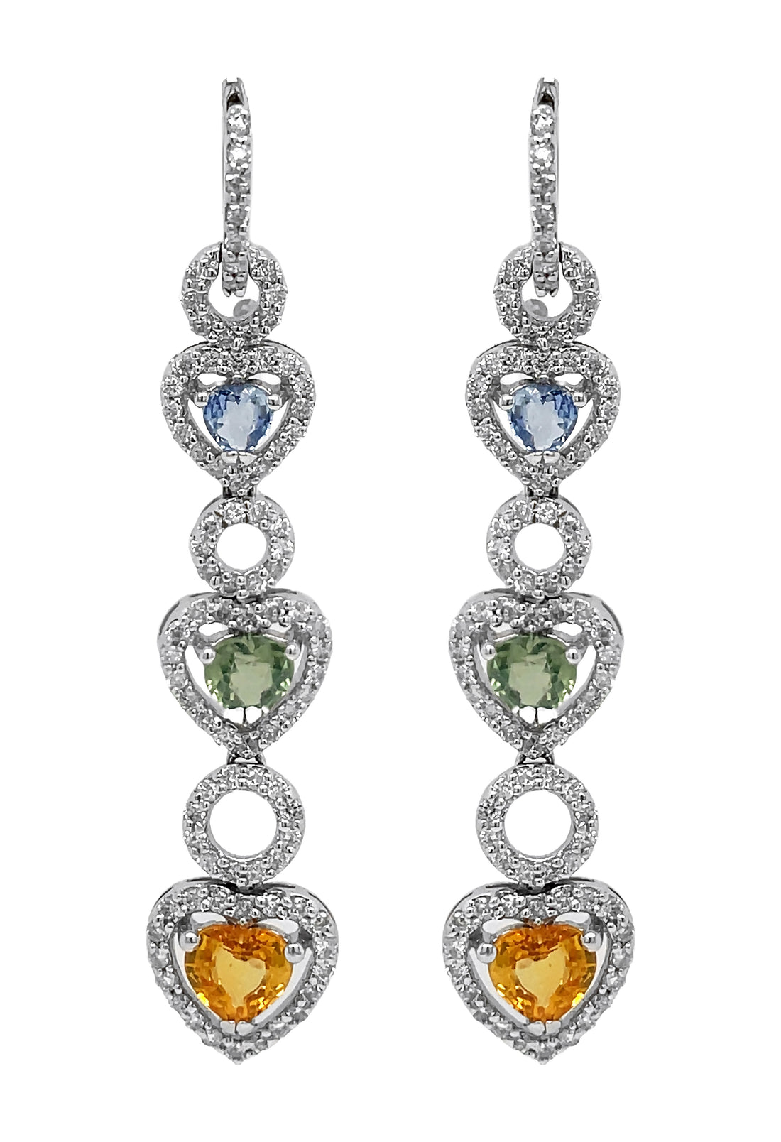 14kt White Gold Multi Color Dangling earrings