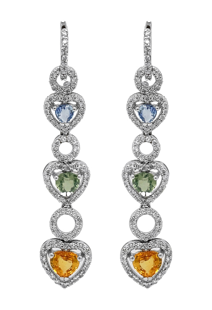 14kt White Gold Multi Color Dangling earrings