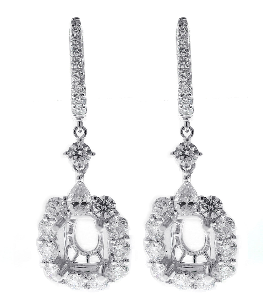 18kt White Gold Diamond Dangling Earrings Mounting