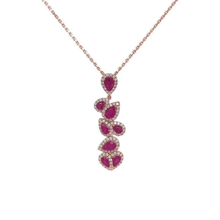18Kt Rose Gold Diamond and Ruby Pendant