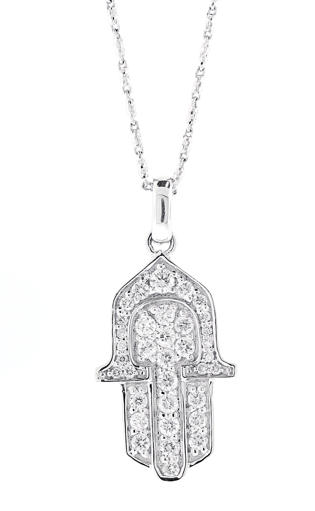 18kt White Gold Diamond Hamsa Pendant