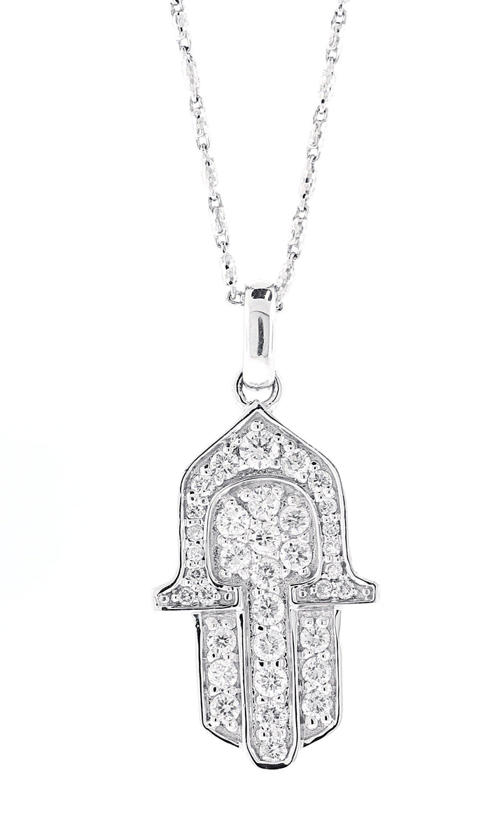 18kt White Gold Diamond Hamsa Pendant