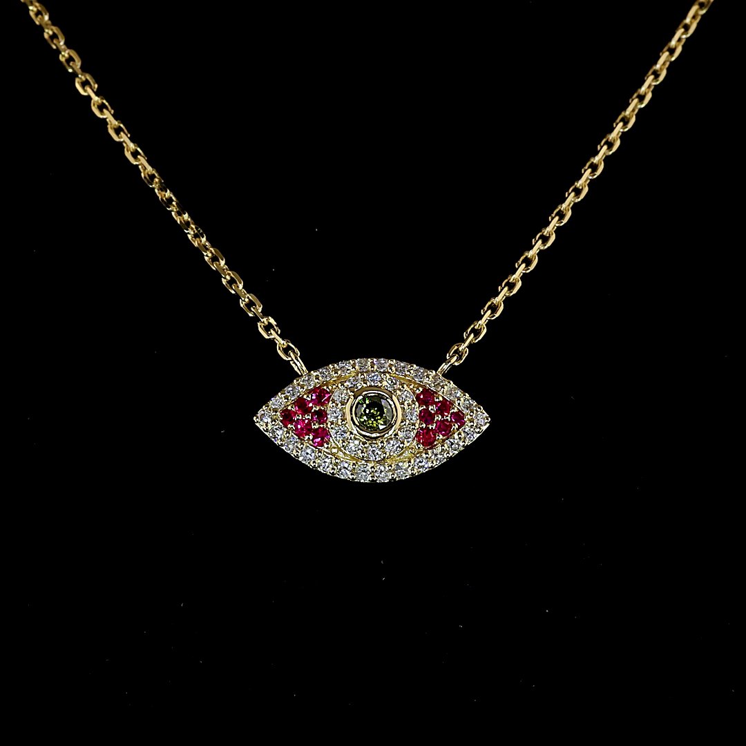 14kt Yellow Gold Lab Diamond And Ruby Pendnat