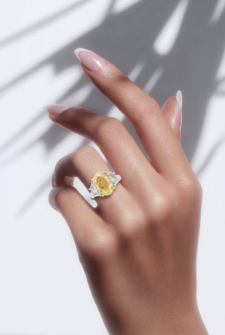14kt Yellow And White Gold Lab Diamond And Yellow Diamond Ring