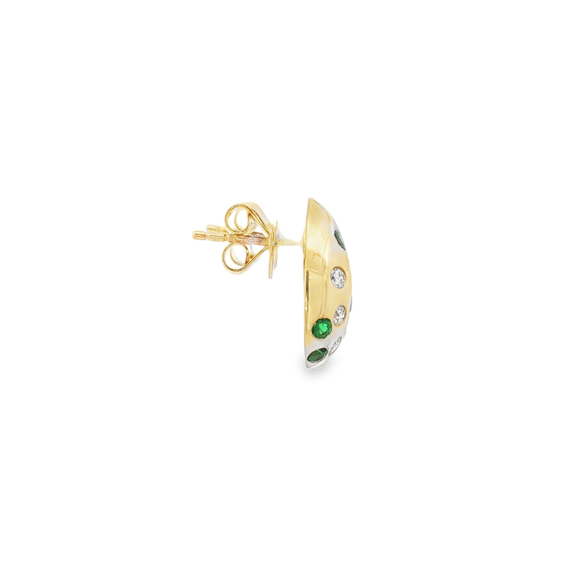 18kt Yellow Gold Diamond And Green Emerald Earrings