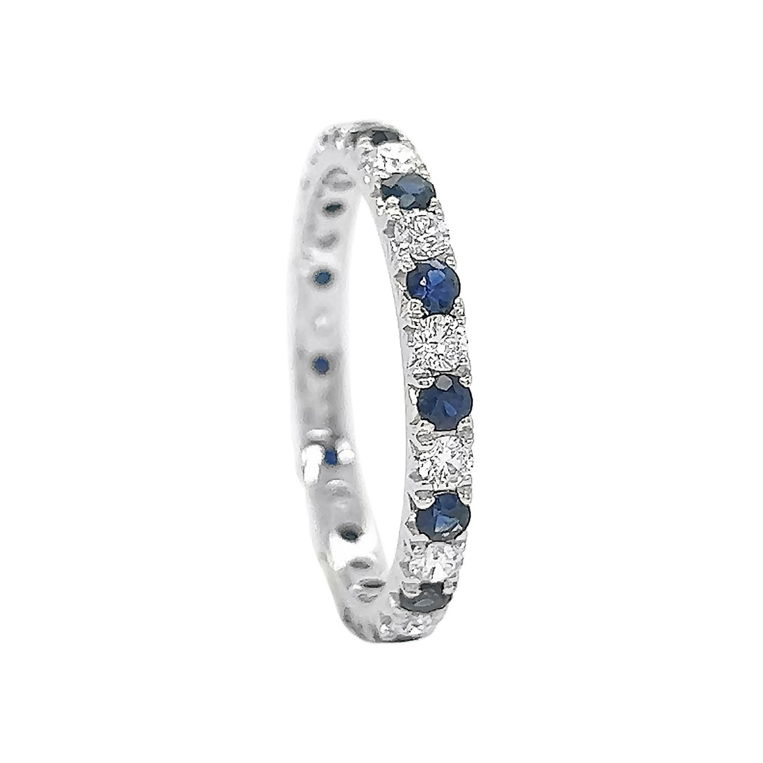 18kt White Gold Diamond and Sapphire Band