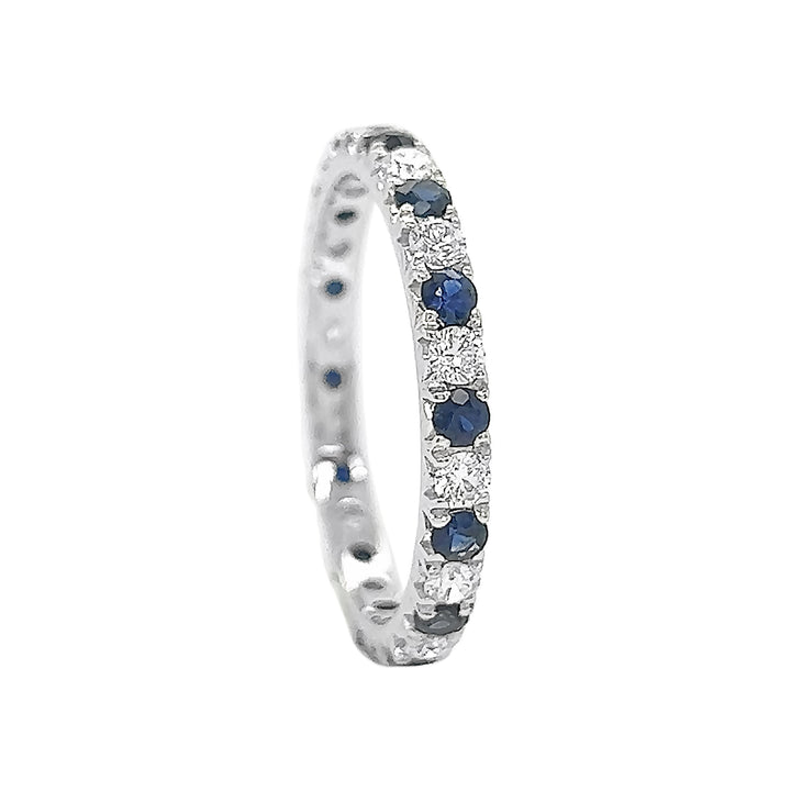 18kt White Gold Diamond and Sapphire Band