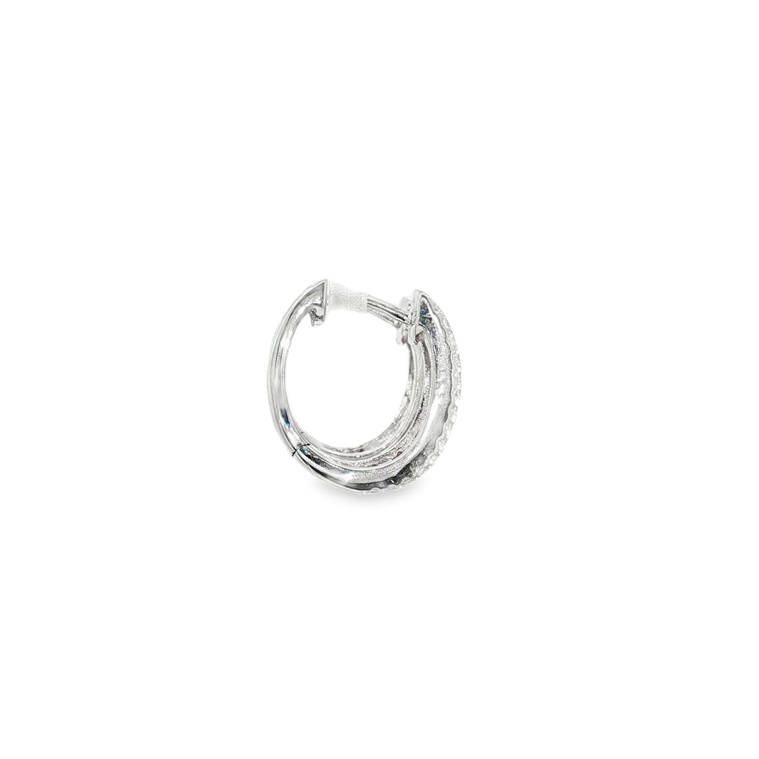 18kt White Gold Diamond And Ruby Huggie Earrings