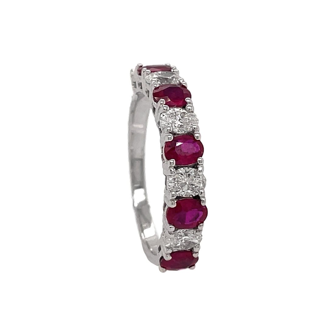 18kt White Gold Diamond And Ruby Band