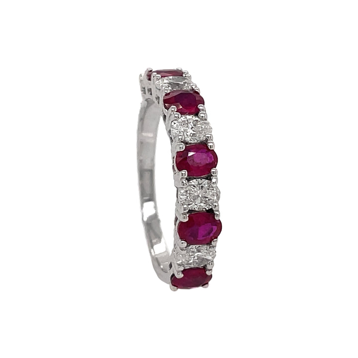 18kt White Gold Diamond And Ruby Band