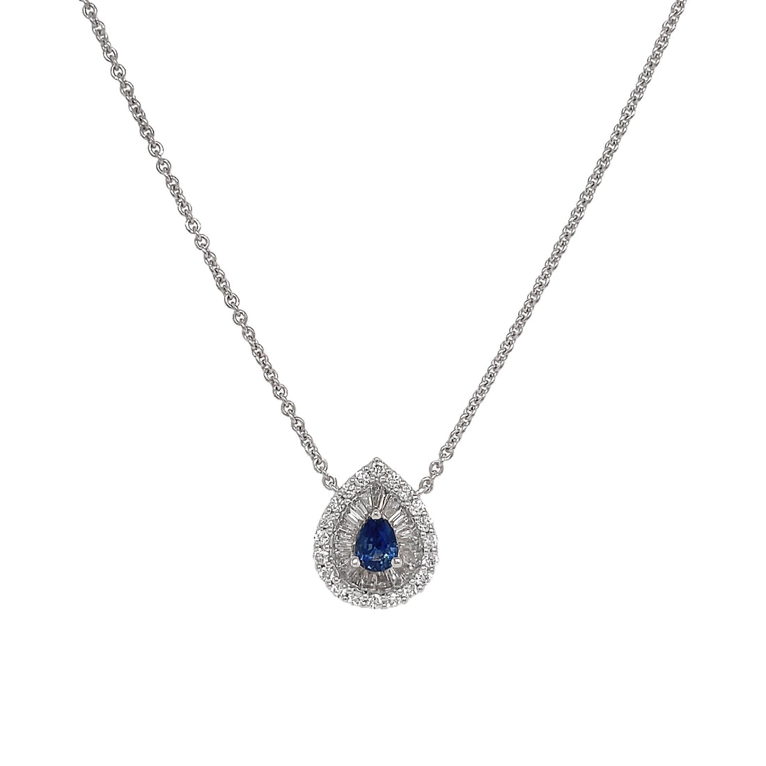 18kt White Gold Diamond and Sapphire Pendant