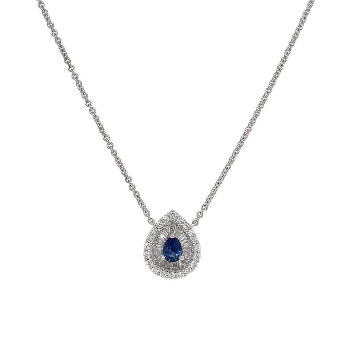 18kt White Gold Diamond and Sapphire Pendant