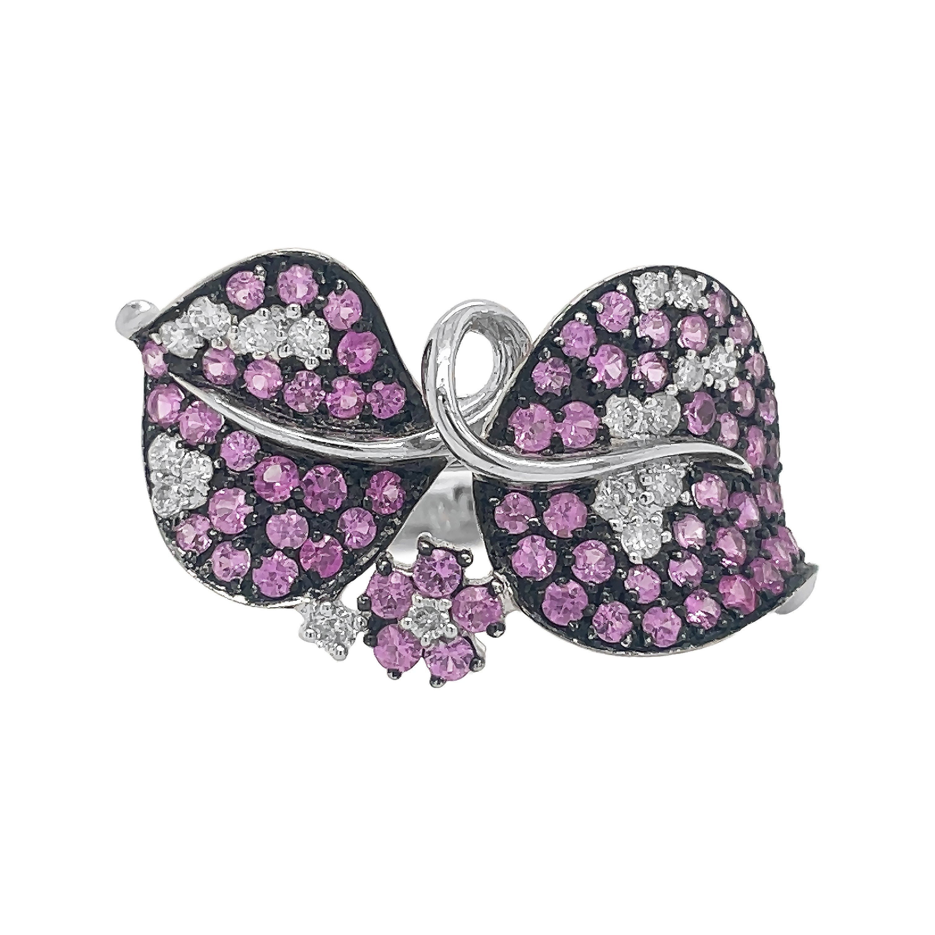 18kt White Gold Diamond and Pink Sapphire Ring