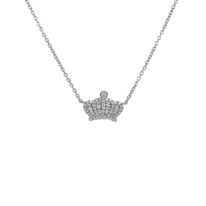 18kt White Gold Diamond Crown Pendant
