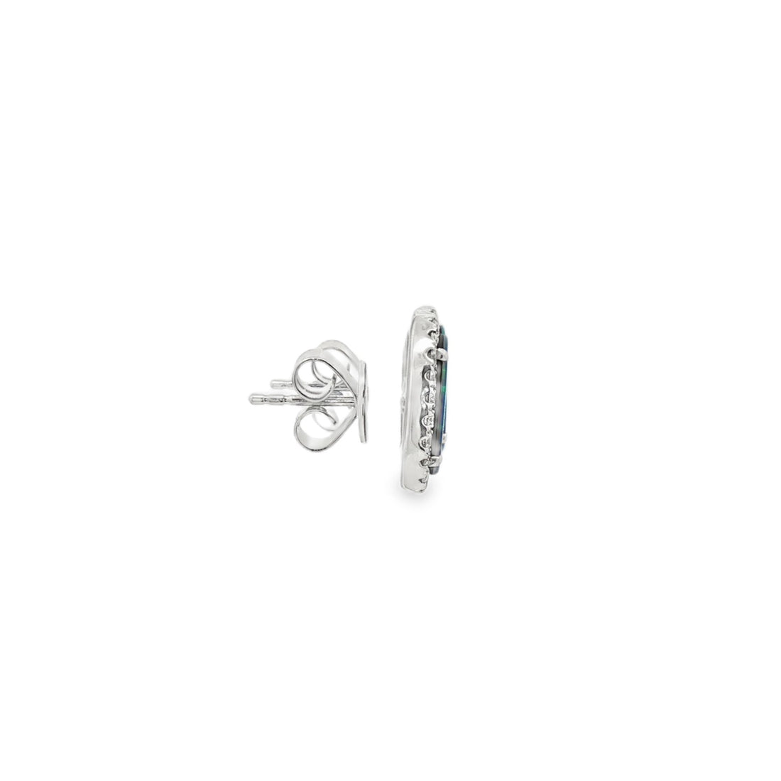 18kt White Gold Diamond And Opal Earrings