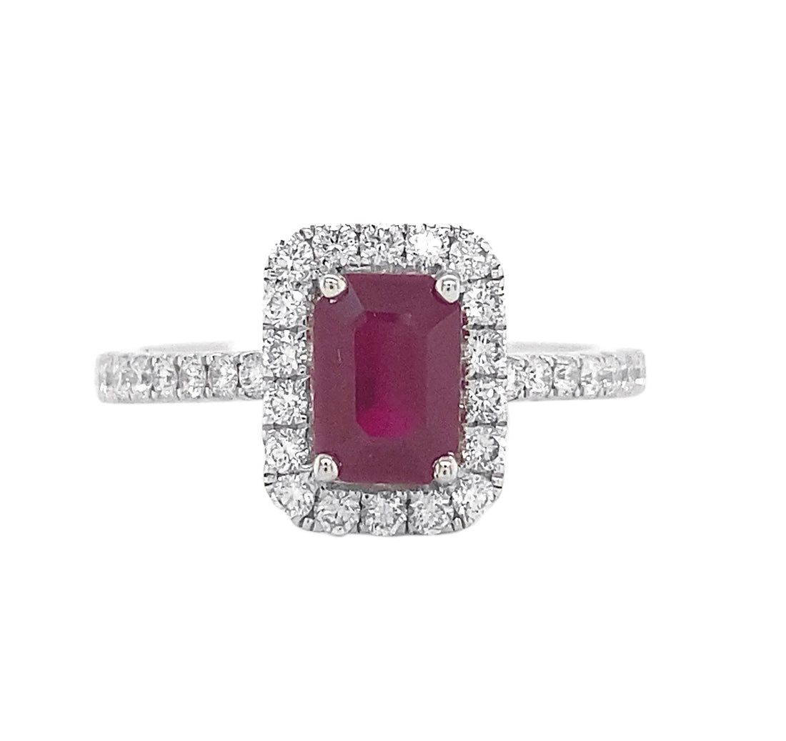 18kt White Gold Diamond And Ruby Ring