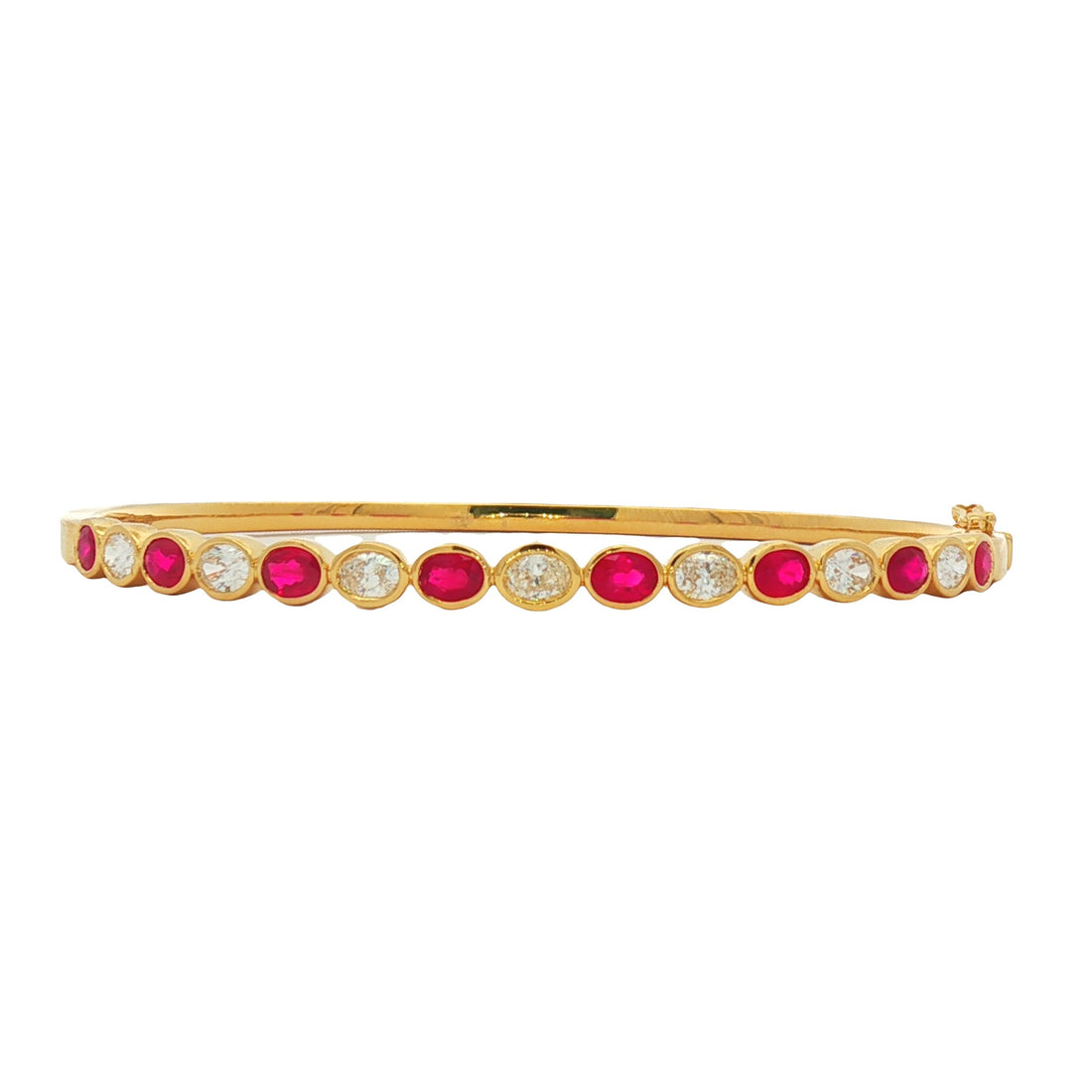 18kt Yellow Gold Diamond And Ruby Bangle