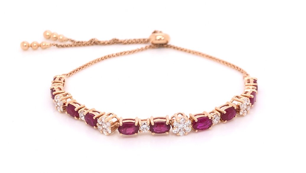 18kt Rose Gold Diamond And Ruby Bracelet