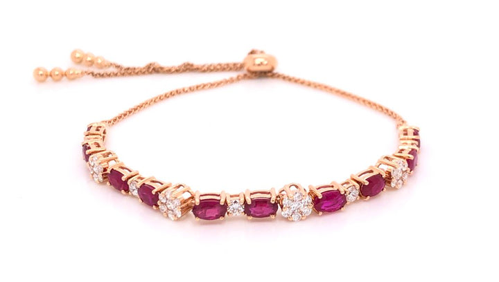 18kt Rose Gold Diamond And Ruby Bracelet