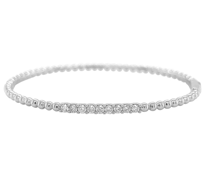 18kt White Gold Diamond and Beaded Bangle