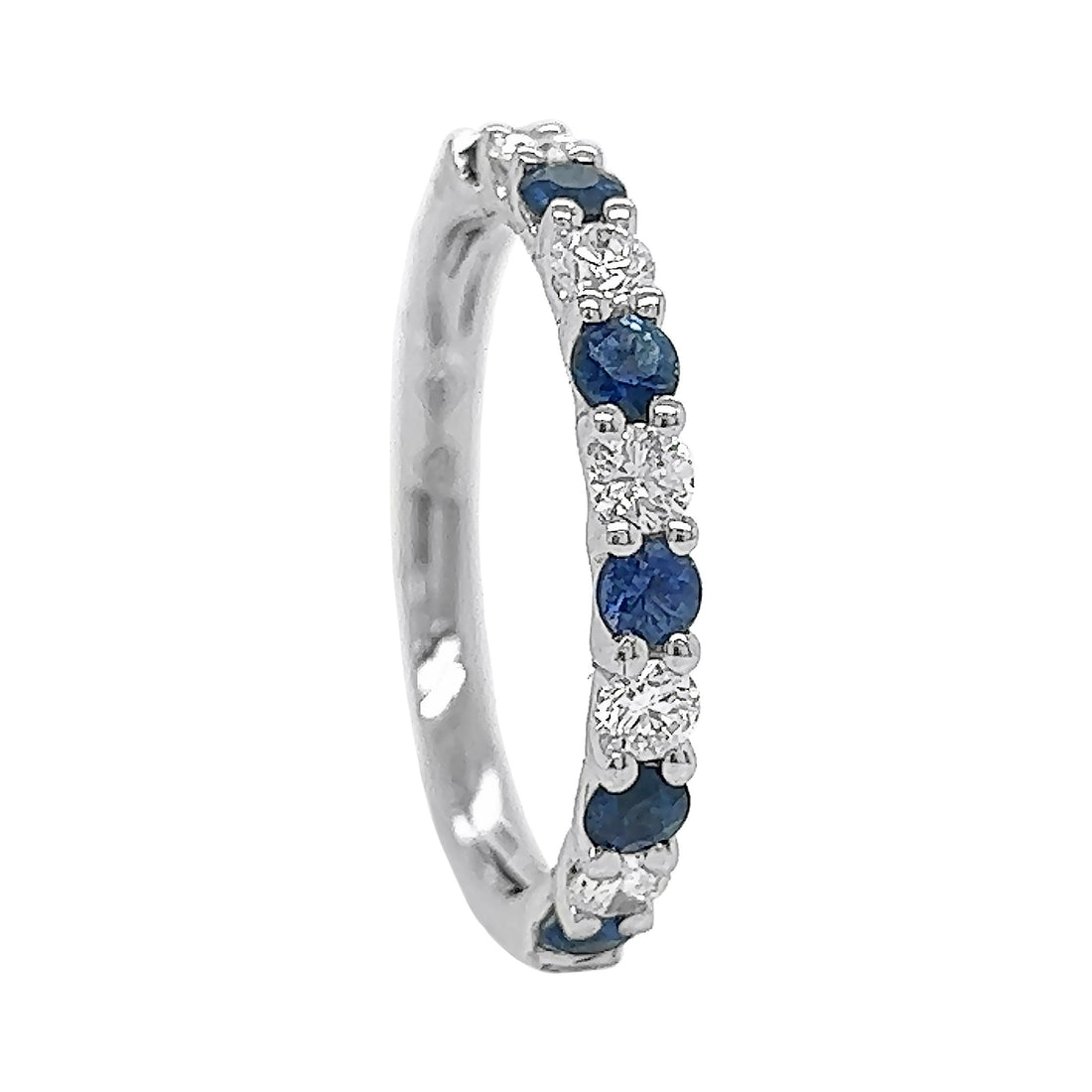 18kt White Gold Diamond and Sapphire Band