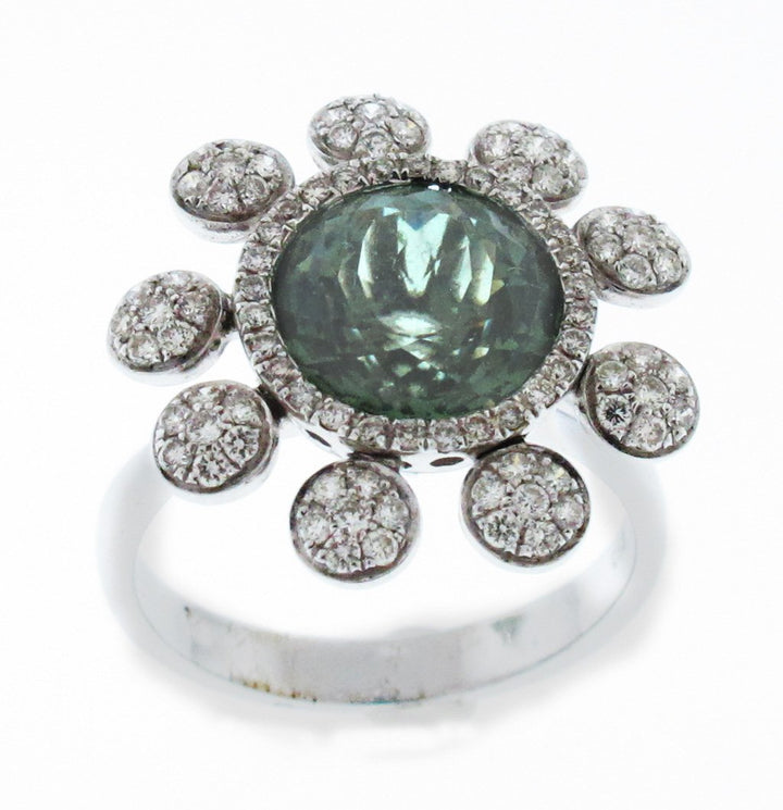 18kt White Gold Tourmaline Flower Ring
