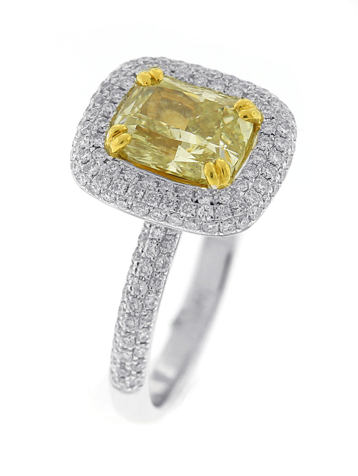 18kt White Gold Yellow Diamond Ring