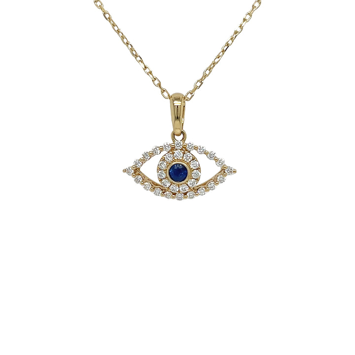 18kt Yellow Gold Diamond and Blue Sapphire Pendant