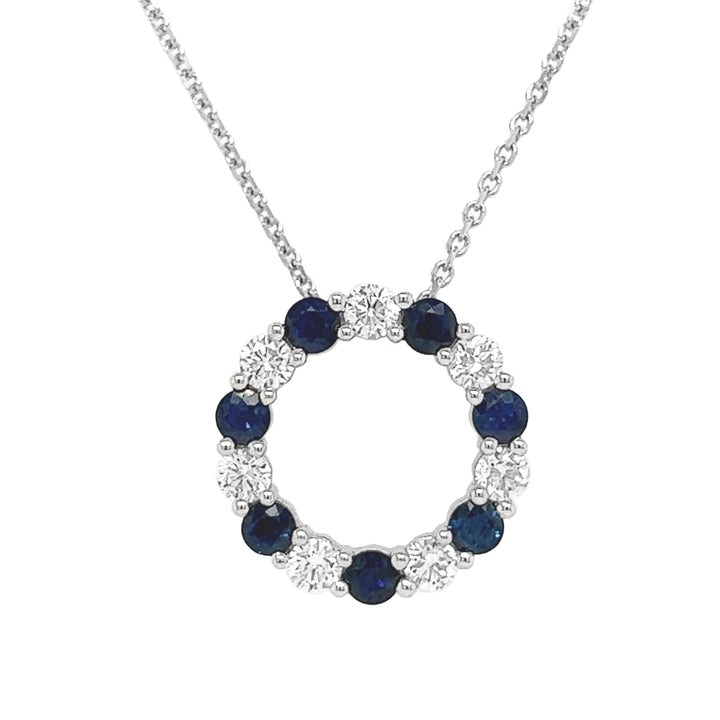 18kt White Gold Diamond and Sapphire Pendant