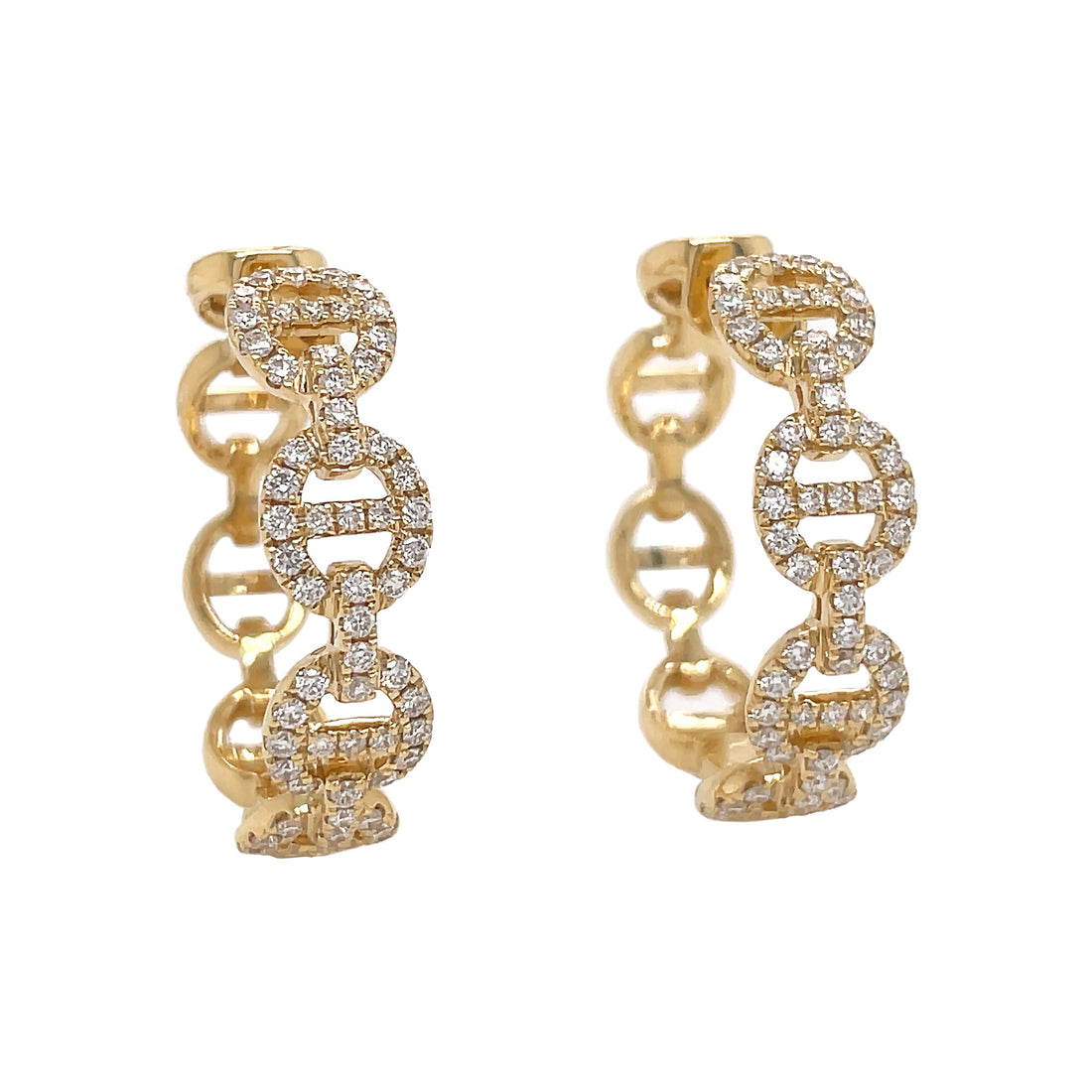 18kt Yellow Gold Diamond Hoops
