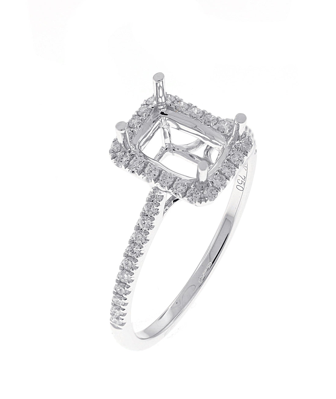 18kt White Gold Diamond Halo Semi Mount