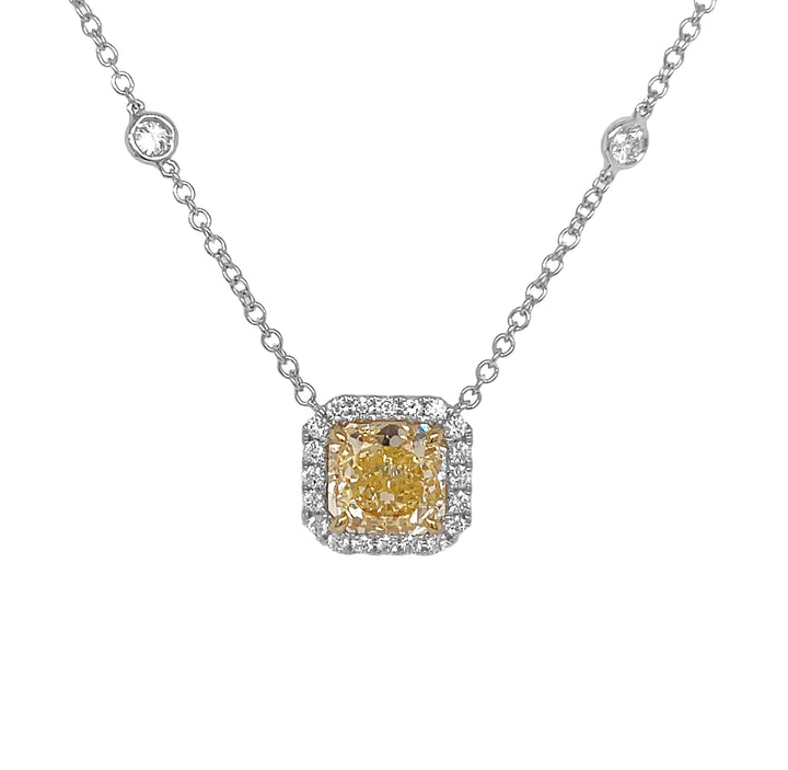18kt White Gold GIA Certified Yellow Diamond Pendant