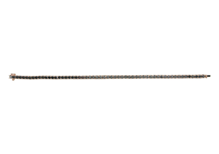 18Kt Rose Gold Black Diamond Tennis Bracelet.