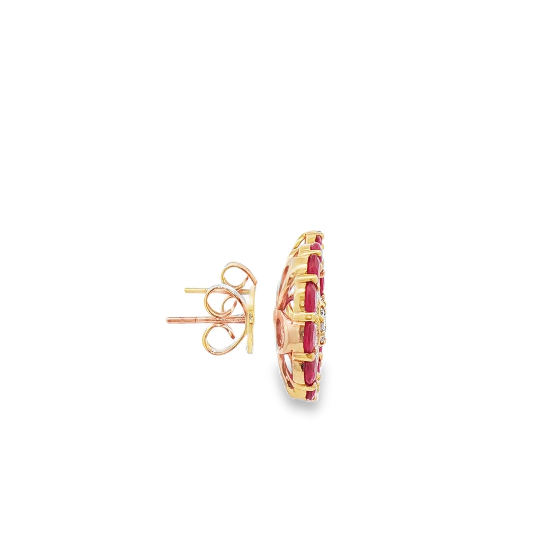 18kt Rose Gold Diamond And Ruby Earrings