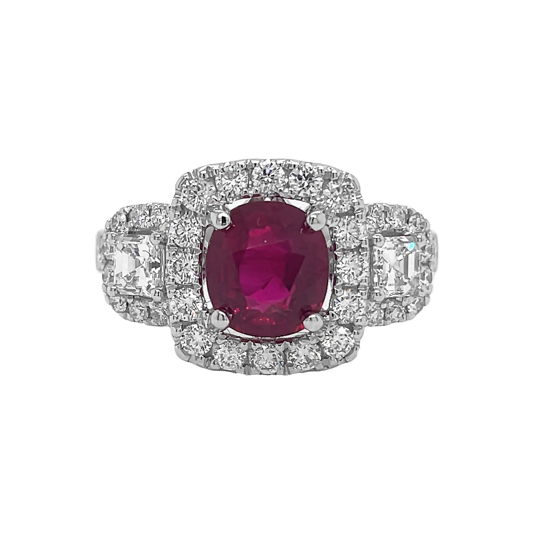 18kt White Gold Diamond And Ruby Ring