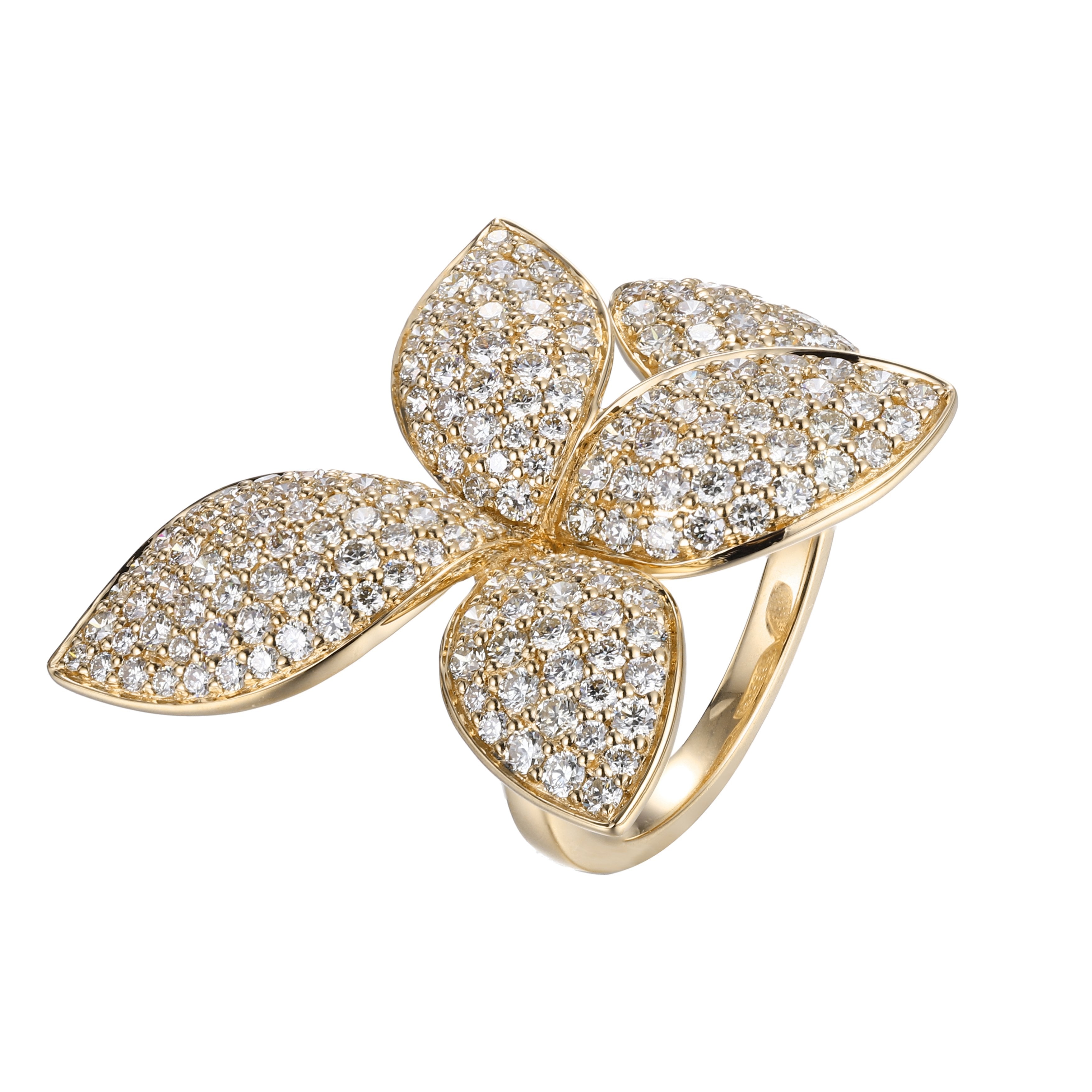 18kt Yellow Gold Diamond Flower Rings