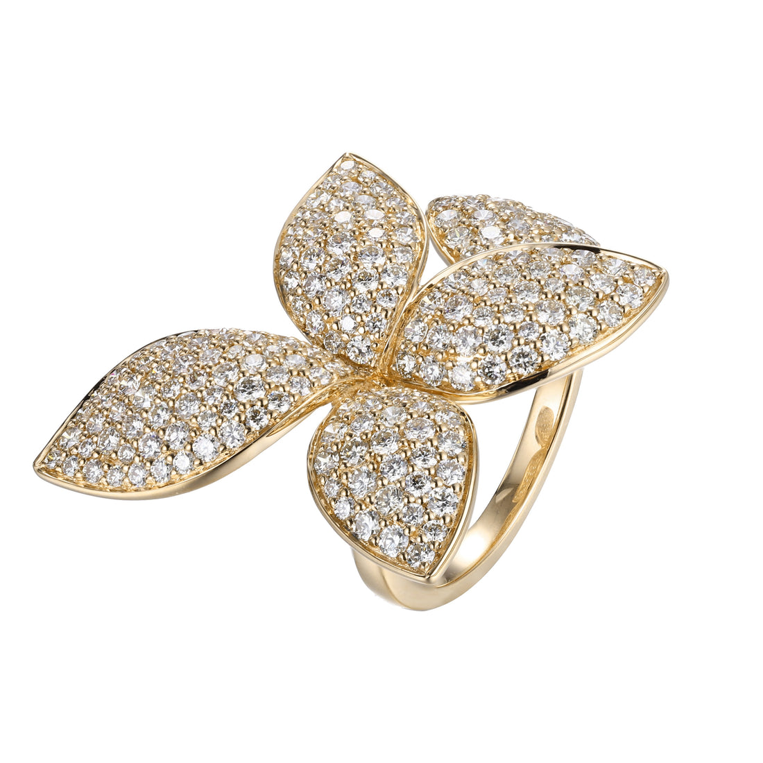 18kt Yellow Gold Diamond Flower Rings
