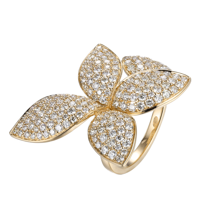 18kt Yellow Gold Diamond Flower Rings