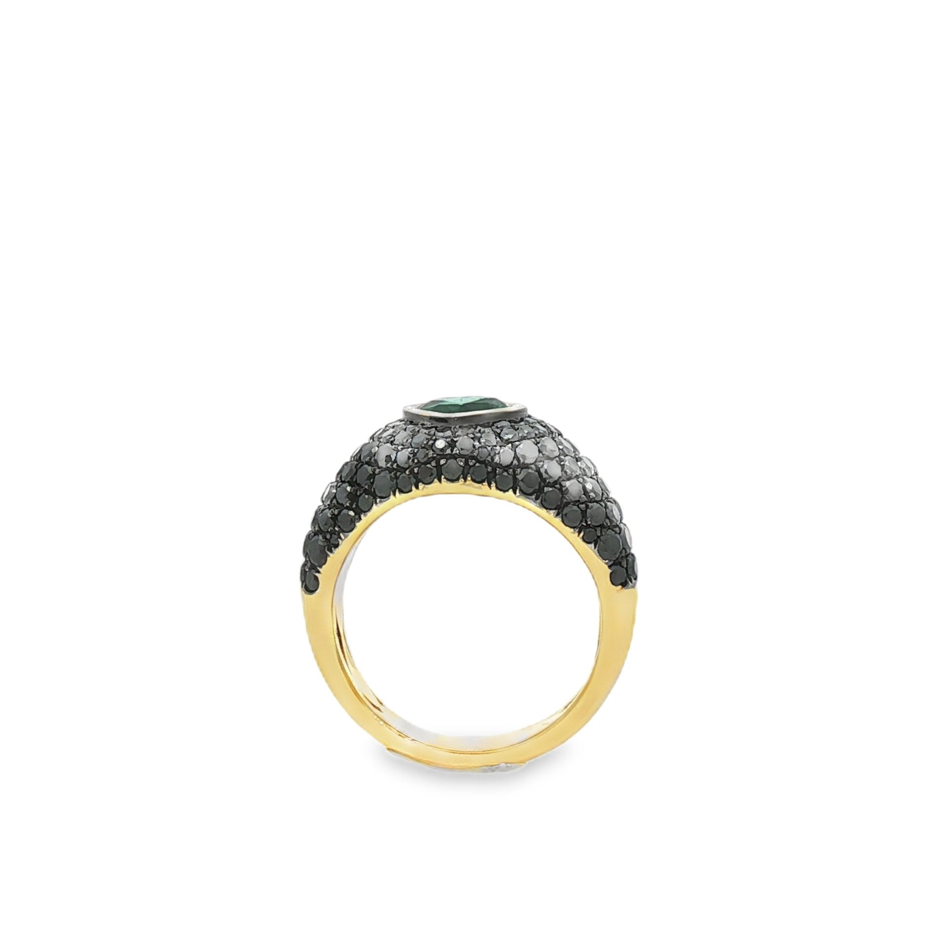 18kt Yellow Gold Diamond And Green Emerald Ring